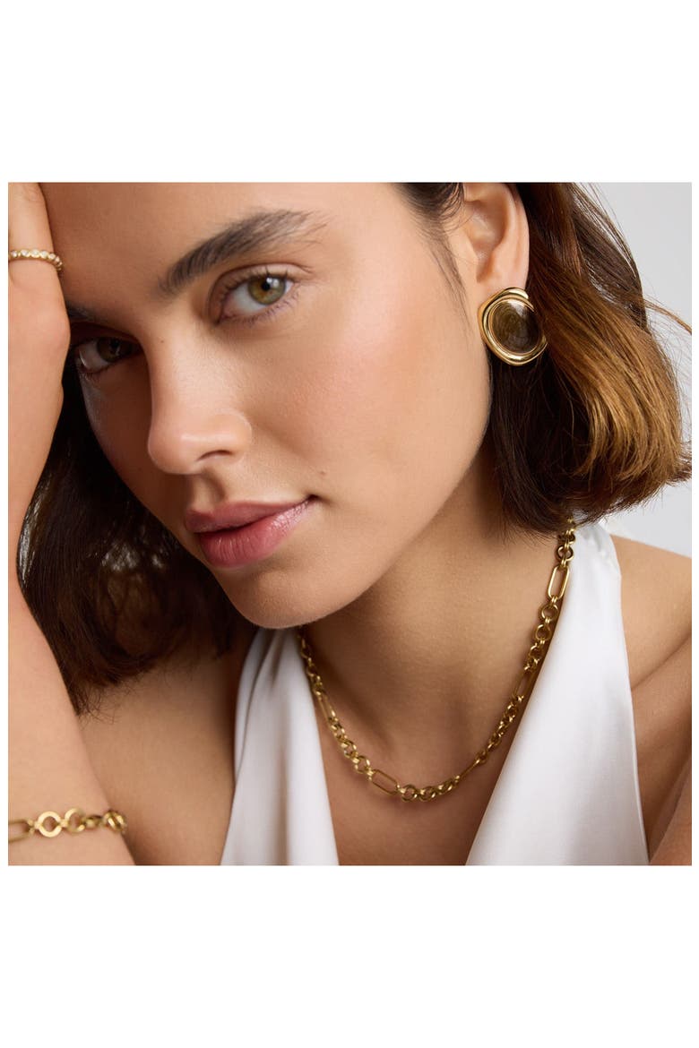 Bold Oval Statement Earrings, Alternate, color, GOLD/ BROWN