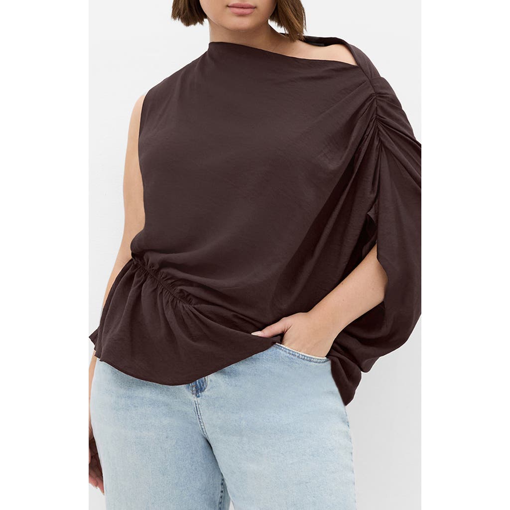 City Chic Ariel Asymmetric Shirt In Brown