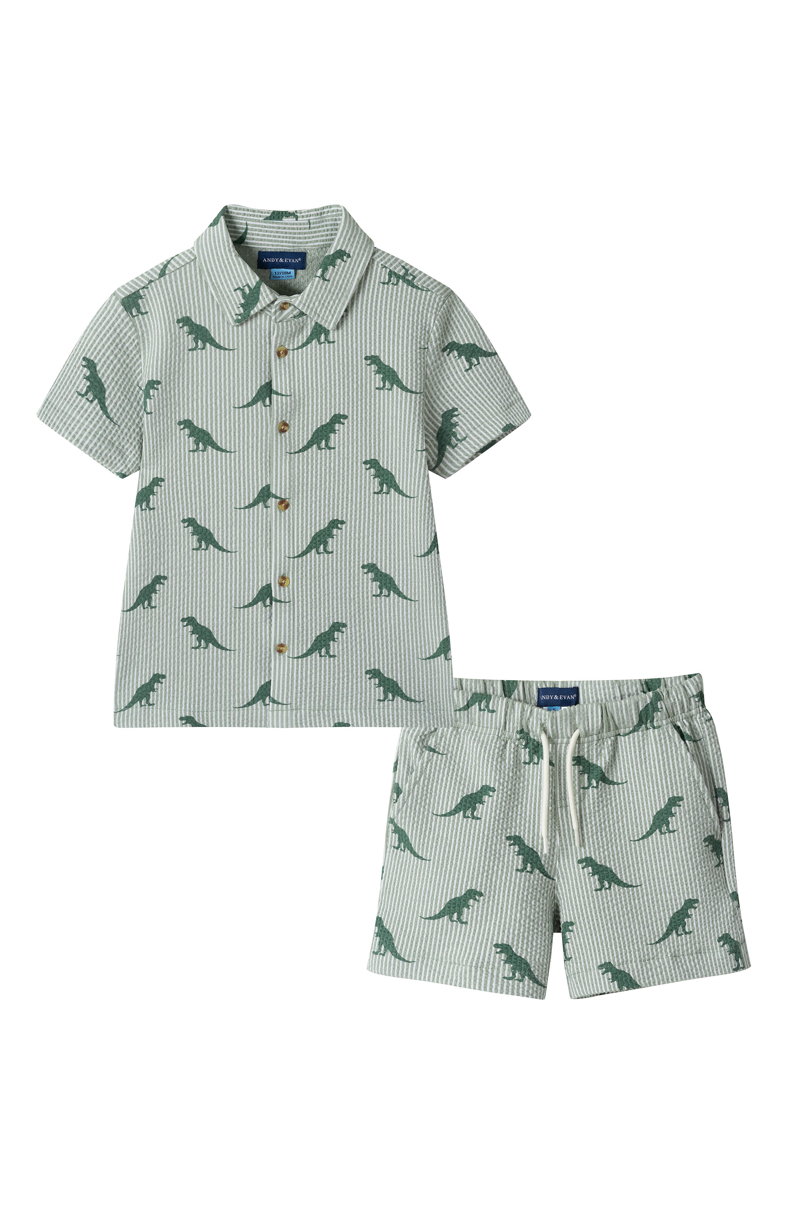 Andy & Evan Kids' Seersucker Button-Up Shirt & Shorts