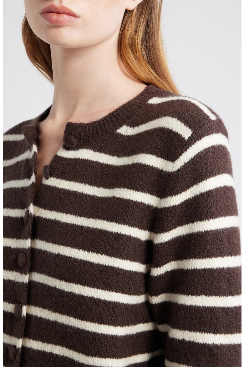 Kensington Cardigan, Alternate, color, DARK CAROB AND IVORY STRIPE