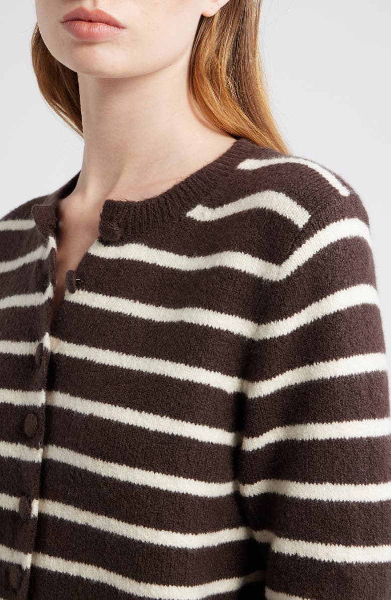 Madewell Kensington Cardigan, Alternate, color, Dark Carob And Ivory Stripe