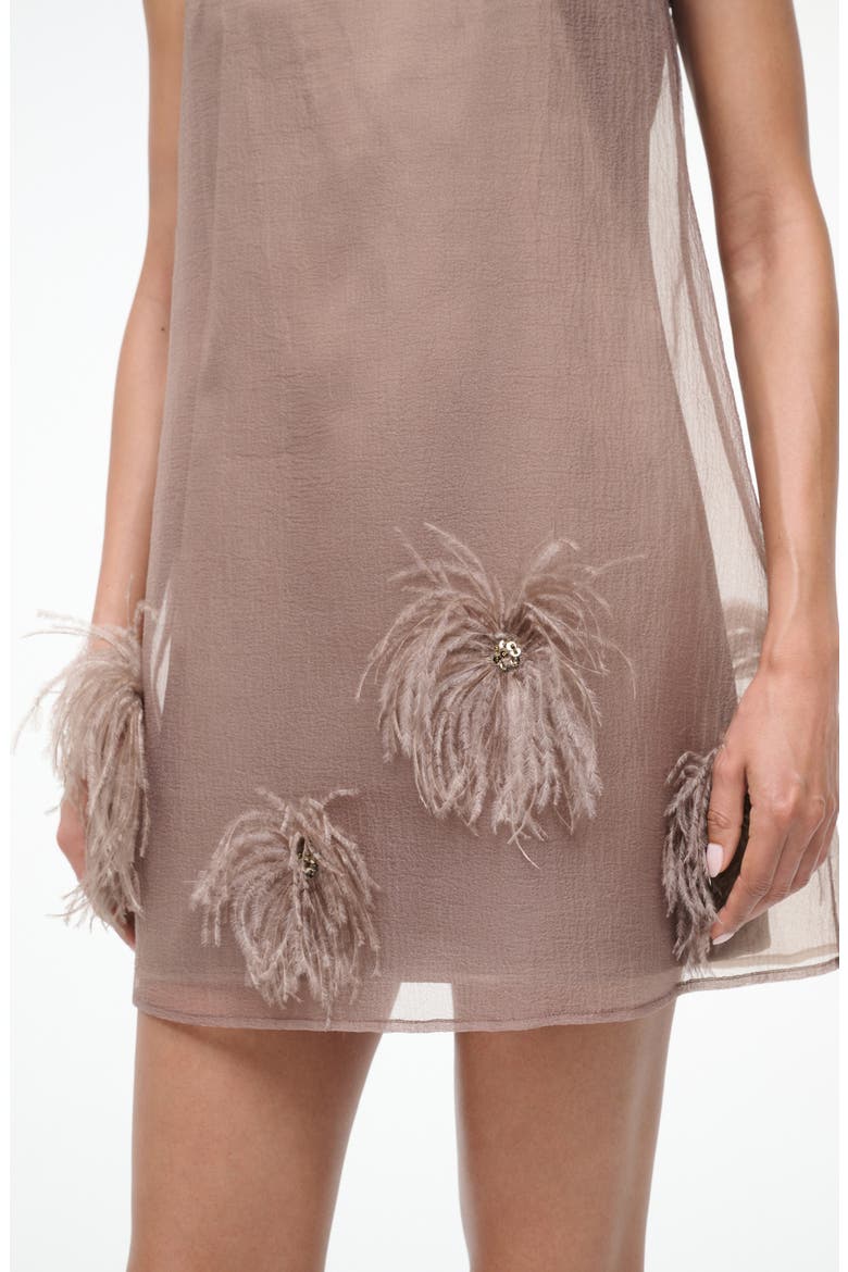 Albee Feather Puff Sleeveless Minidress, Alternate, color, TRUFFLE