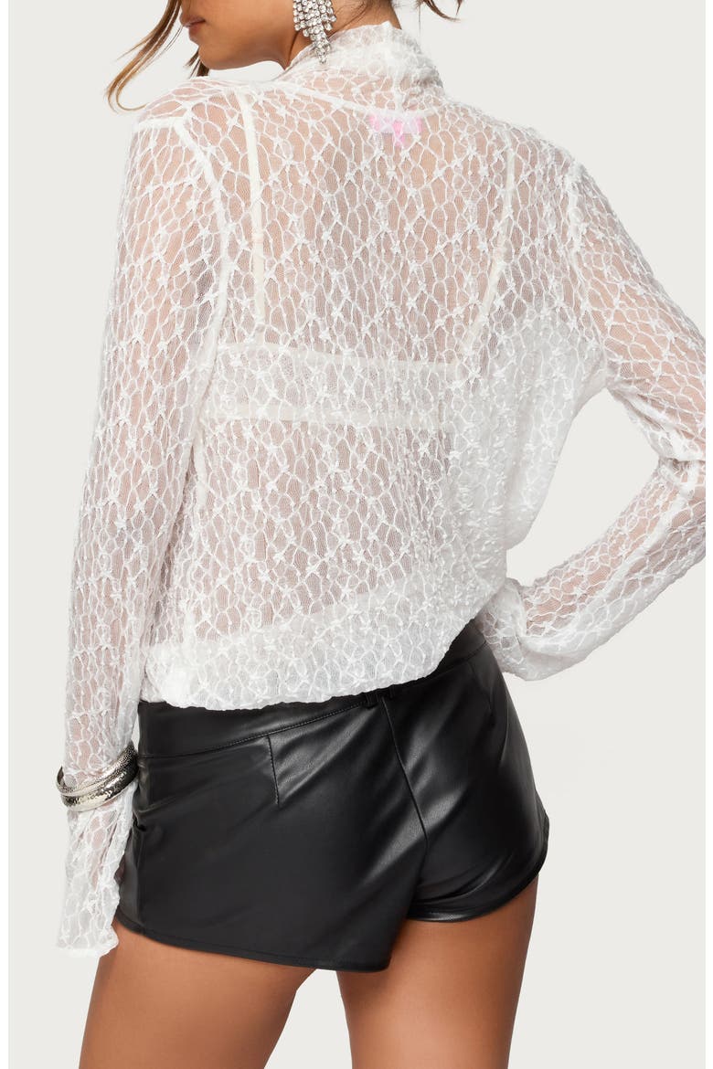 Lera Lacey Sheer Mesh Top, Alternate, color, WHITE