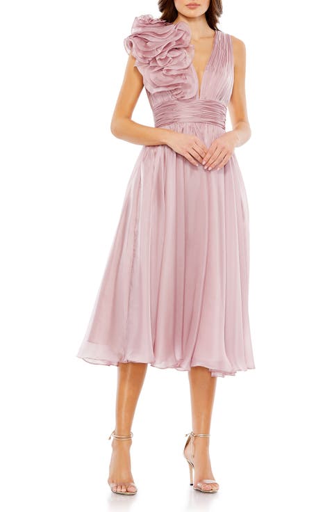 Sleeveless Chiffon A-Line Tea Length Cocktail Dress