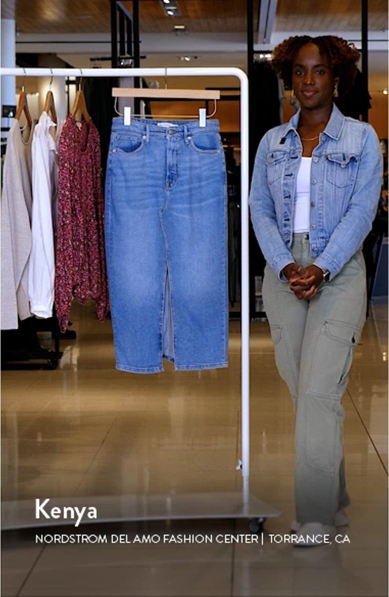 Slit Front Denim Midi Skirt, sales video thumbnail