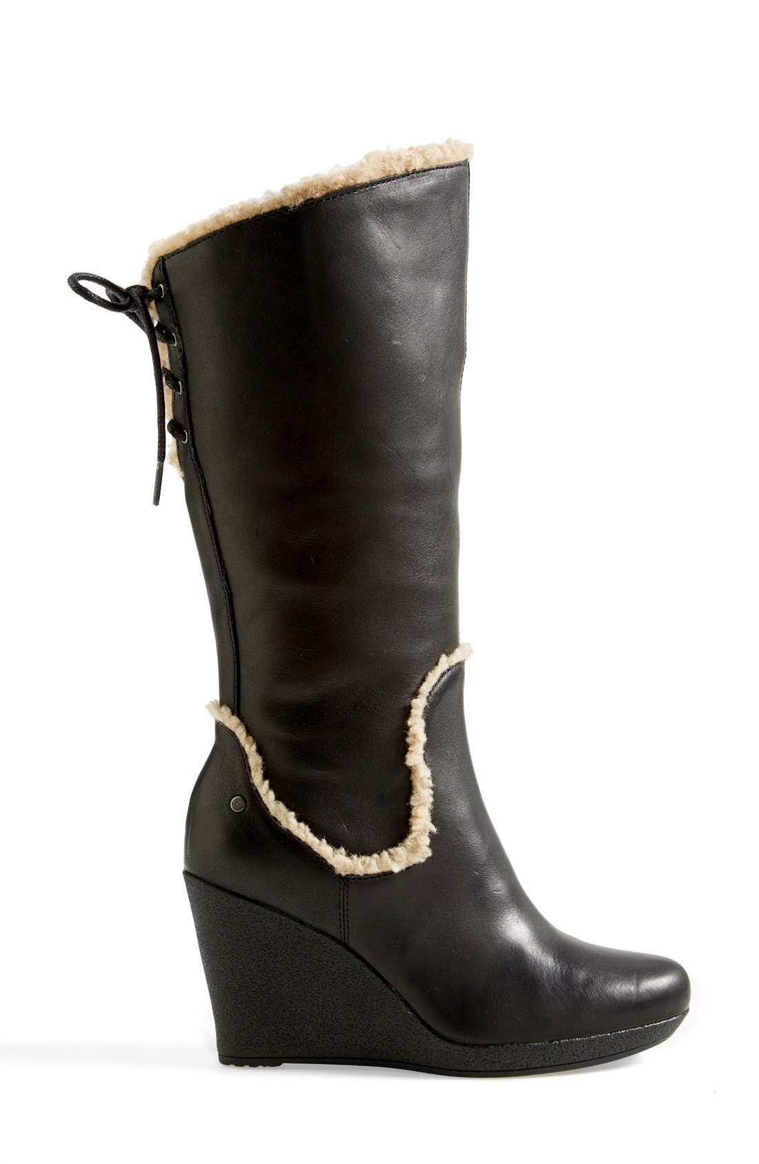 Australia 'Emilie' Wedge Boot, Alternate, color, BLACK