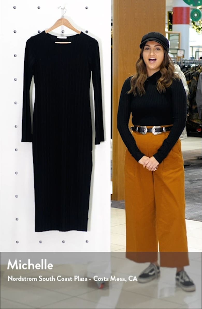 Dillon Ribbed Long Sleeve Midi Dress, sales video thumbnail