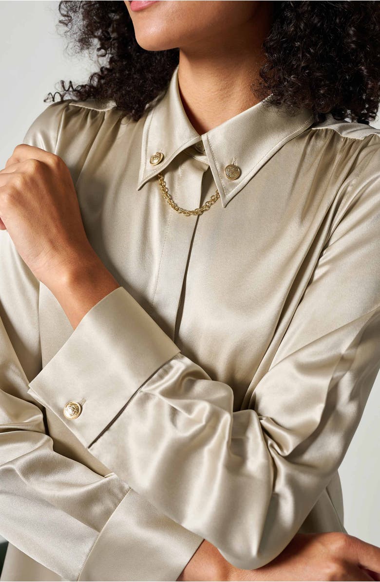 Lilysilk Silk Blouse With Metal Chain, Alternate, color, Medium Brown