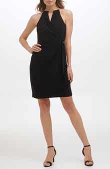 Kensie Halter Neck Sleeveless Faux Wrap Dress