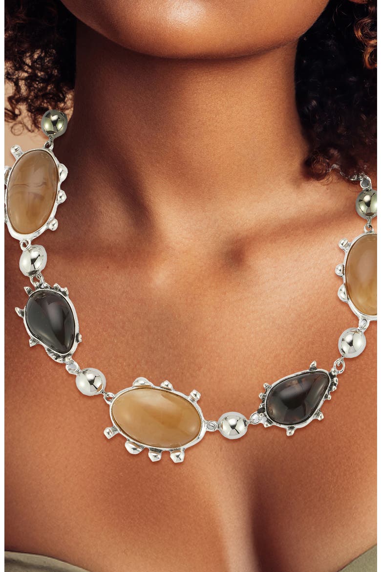 Silver Plated Resin Statement Collar Necklace, Alternate, color, SILVER