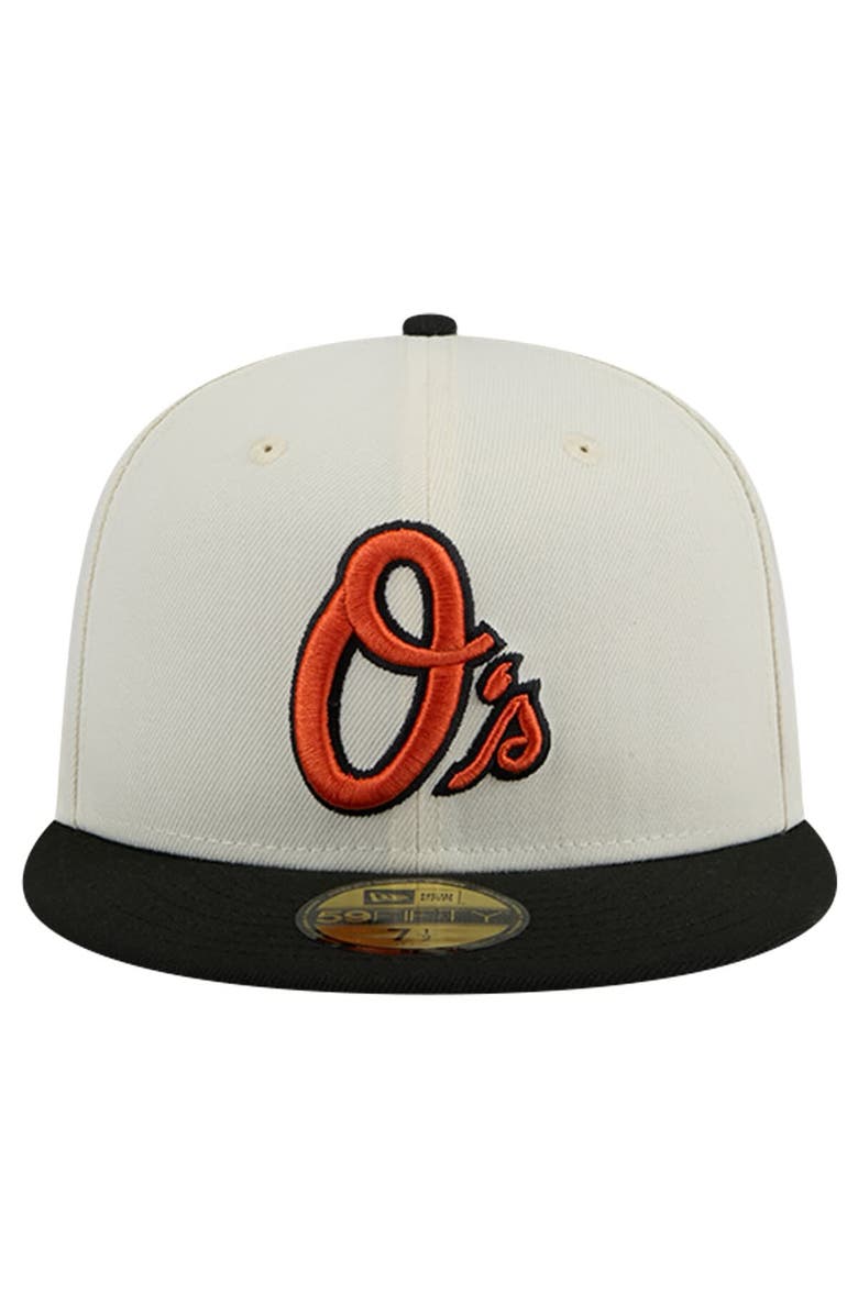 New Era Men's New Era Cream Baltimore Orioles Evergreen Chrome 59FIFTY Fitted Hat, Alternate, color, 