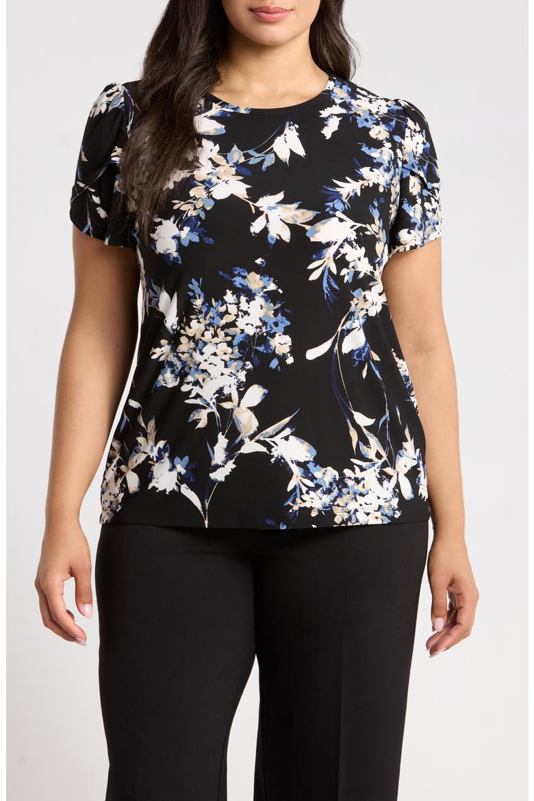 Floral Tulip Sleeve Top, Main, color, ANNE BLACK MULTI