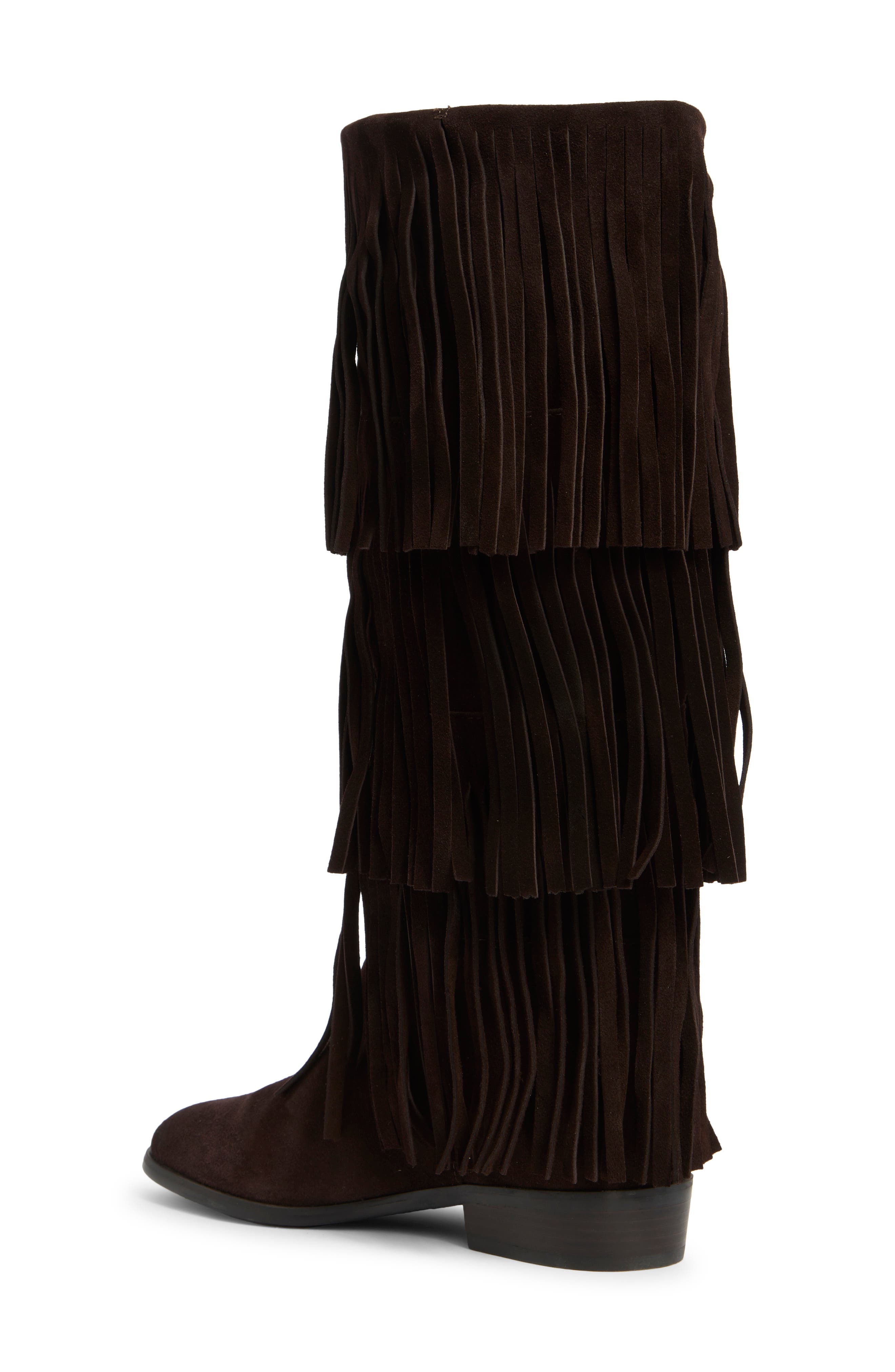 Steve Madden Spur Fringe Boot, Alternate, color, Brown Suede