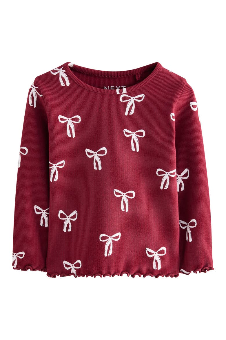 Kids' Ribbon Print Cotton Rib T-Shirt, Main, color, RED