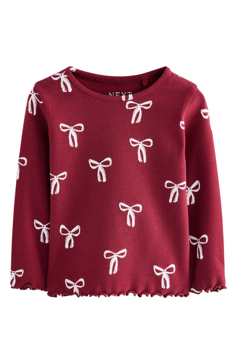 NEXT Kids' Ribbon Print Cotton Rib T-Shirt, Main, color, Red