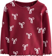 NEXT Kids' Ribbon Print Cotton Rib T-Shirt