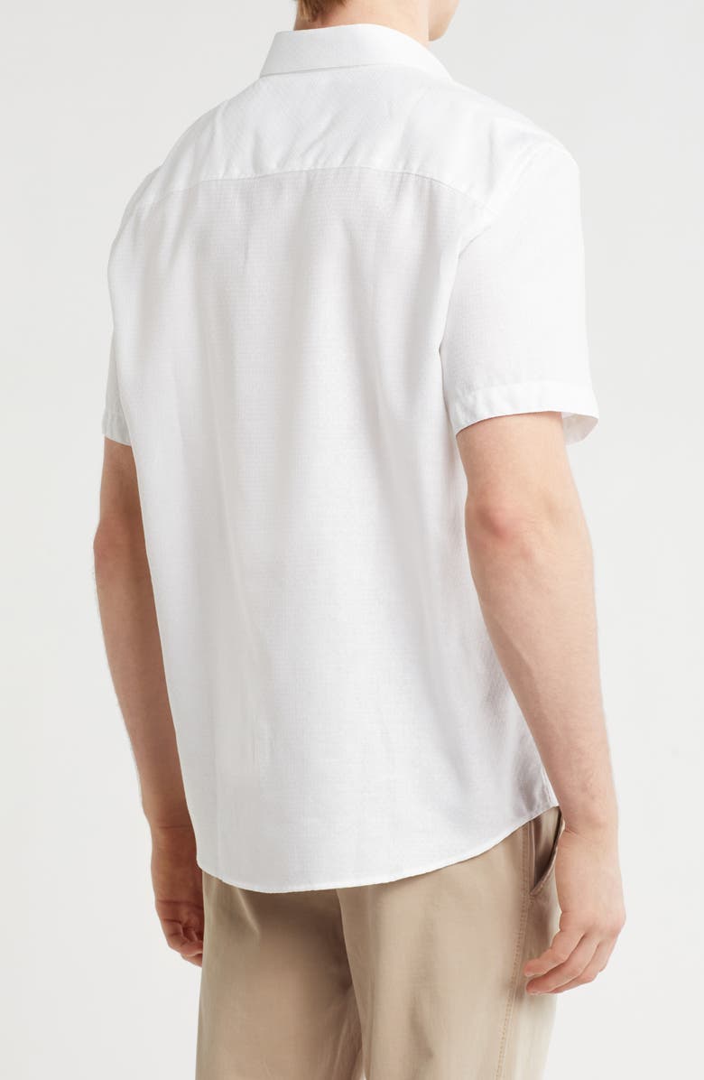 Johnston & Murphy Cotton & Linen Short Sleeve Button-Up Shirt, Alternate, color, White