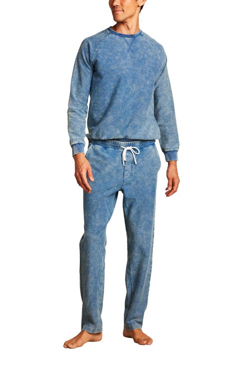 Denim Wash Knit Drawstring Track Pants