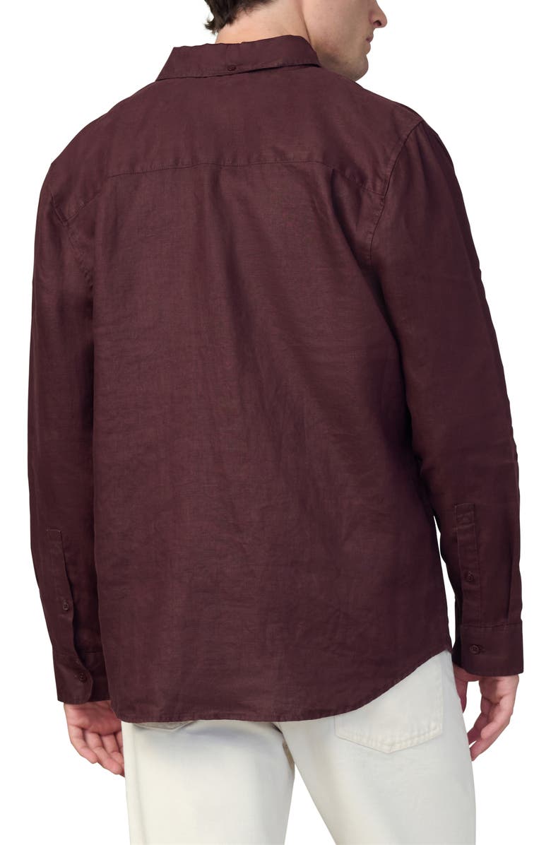 Joe's Jeans Jakob Linen Button-Up Shirt, Alternate, color, Marron