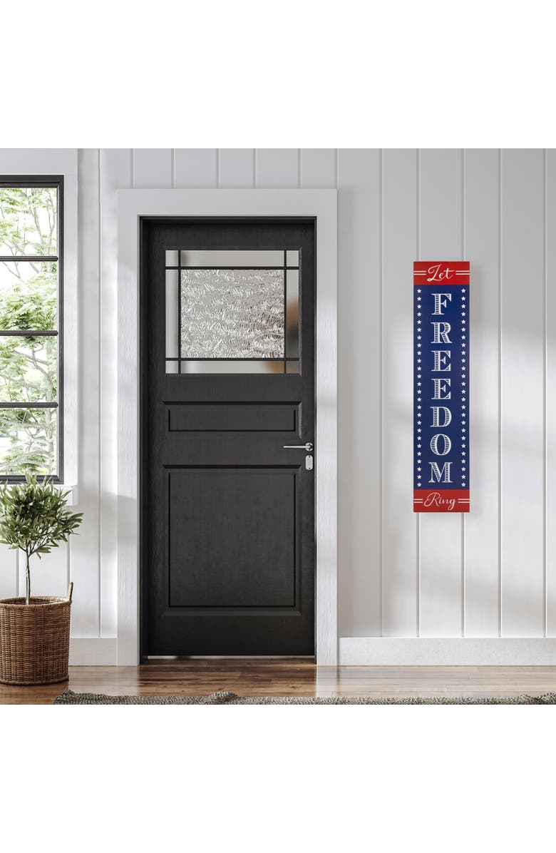 Northlight Patriotic "Let Freedom Ring" Wooden Porch Board Sign Decoration - 36", Alternate, color, Blue