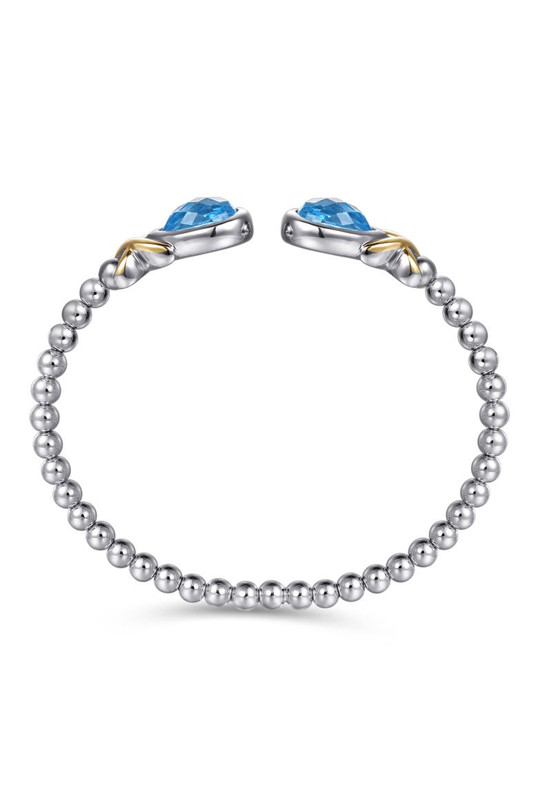 Bujukan Blue Topaz & 14K Gold Sterling Silver Bangle Bracelet, Alternate, color, SILVER/ 14K YELLOW GOLD