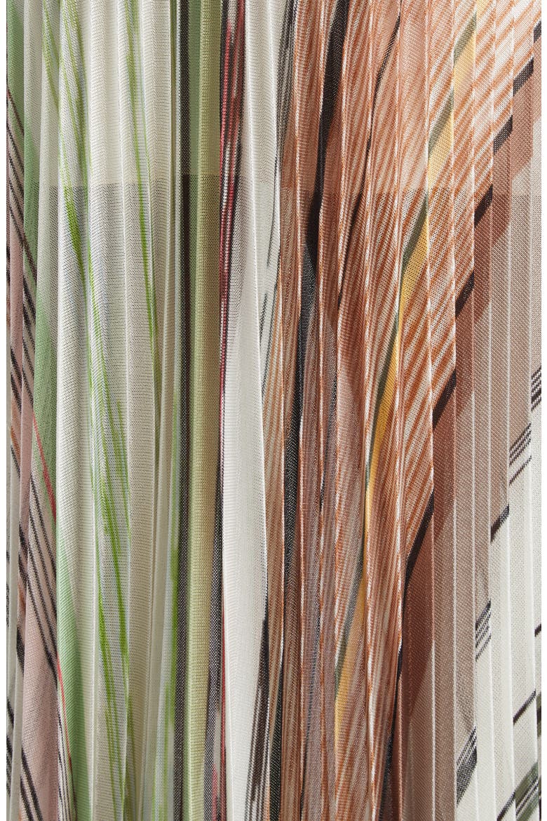 Flame Space Dye Stripe Pleated Midi Skirt, Alternate, color, GREEN BROWN TONES