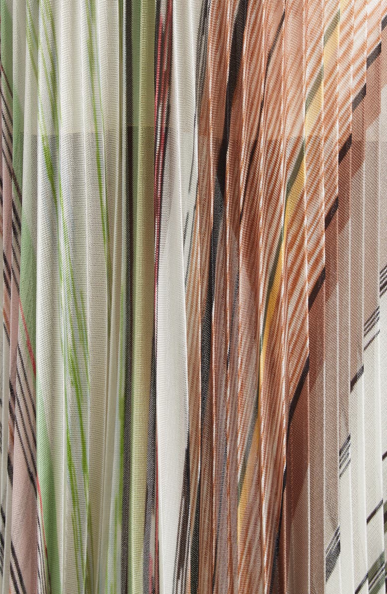 Missoni Flame Space Dye Stripe Pleated Midi Skirt, Alternate, color, Green Brown Tones