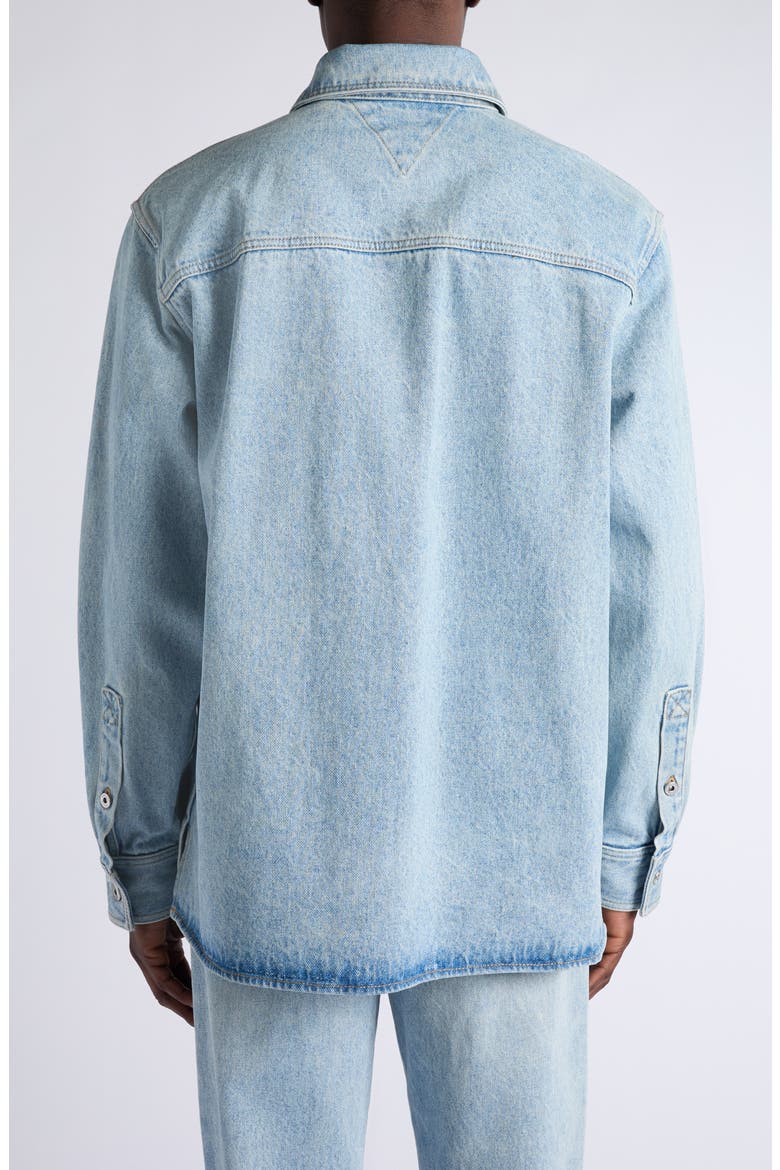 Oversize Sky Bleached Cotton & Silk Denim Button-Up Overshirt, Alternate, color, 4946 LIGHT BLEACH