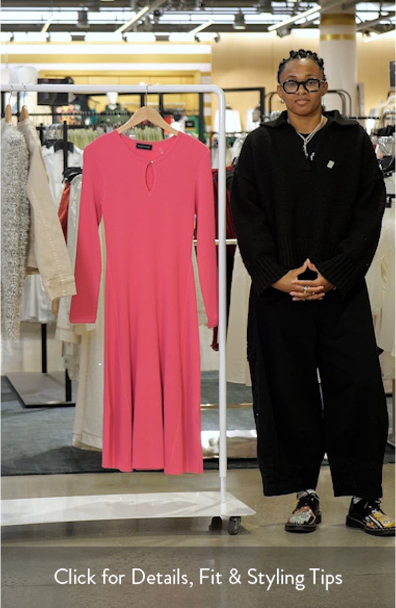 The Belinda Keyhole Neck Long Sleeve Midi Sweater Dress, sales video thumbnail