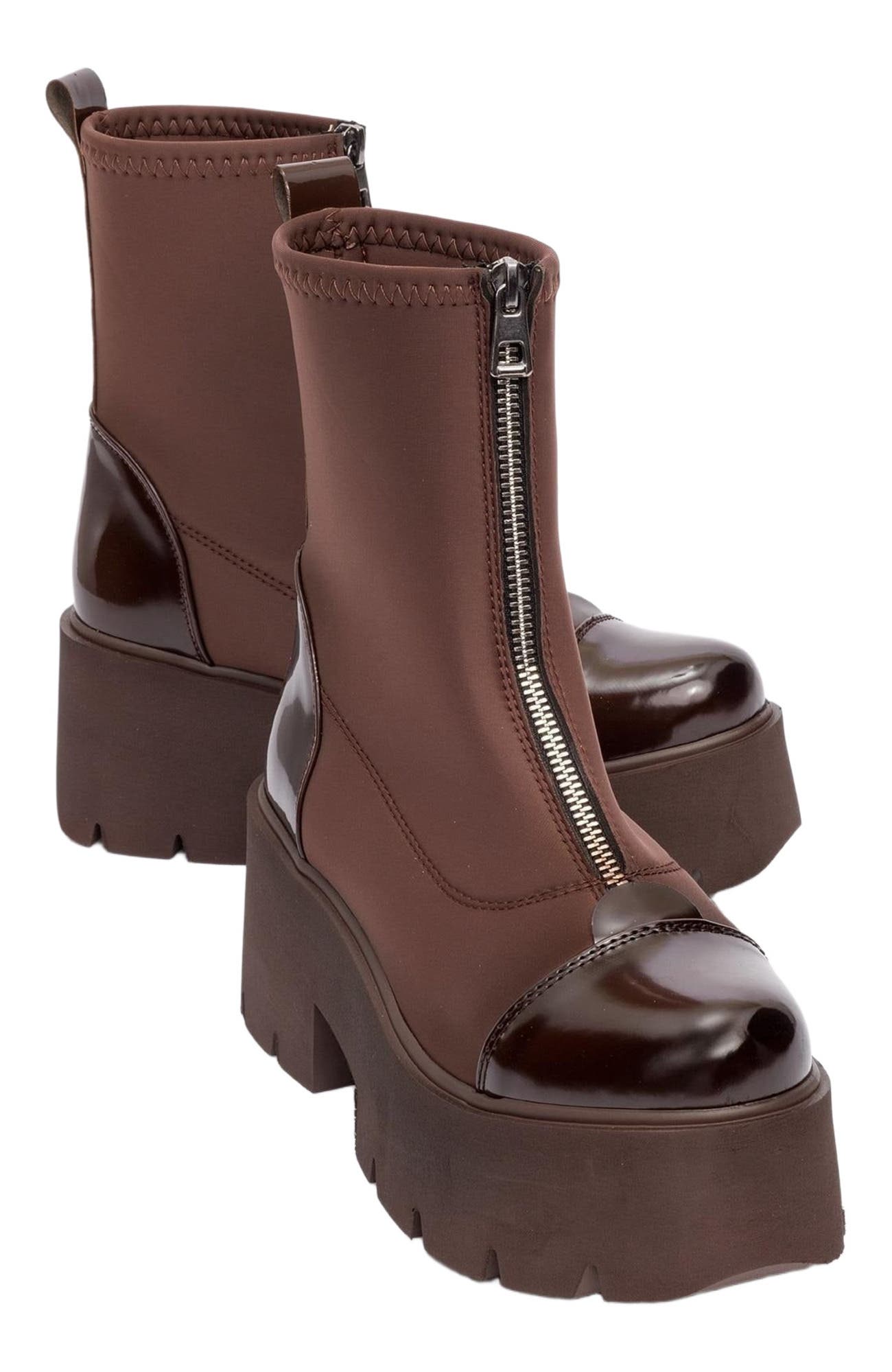  Brown Patent Faux Leather