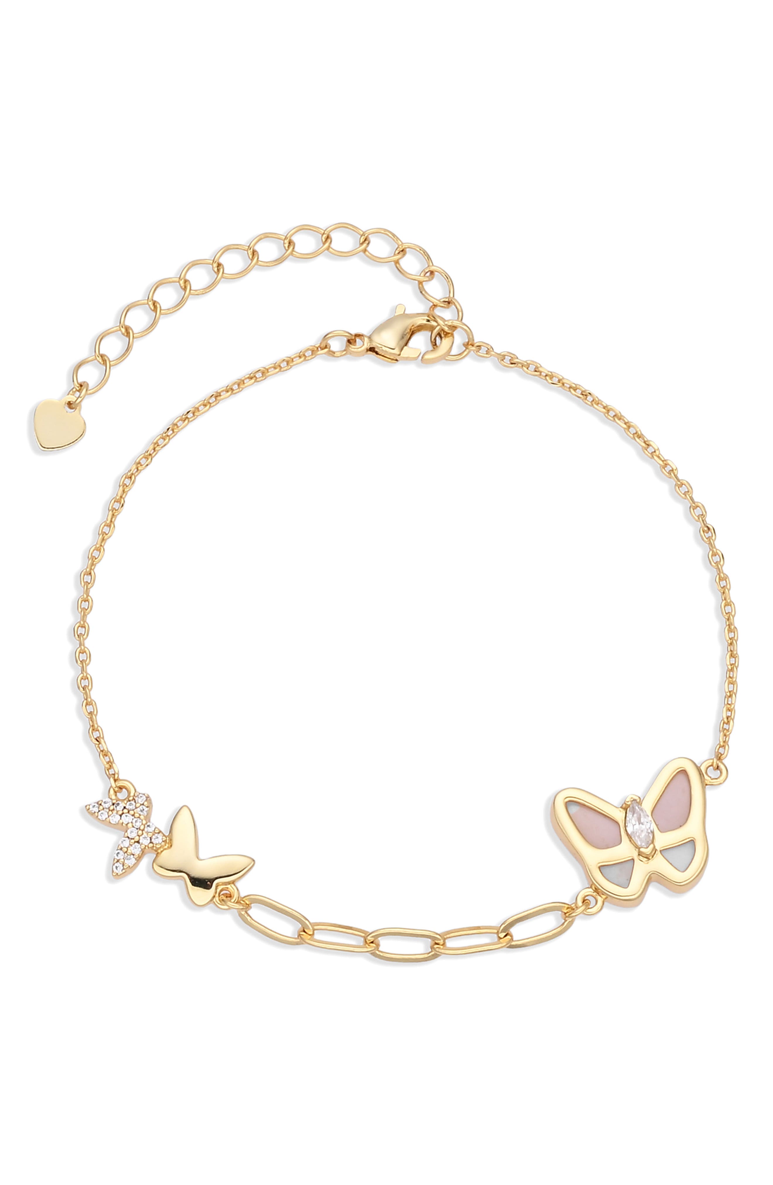 Flutter 14k Gold Plated Butterfly Chain Bracelet