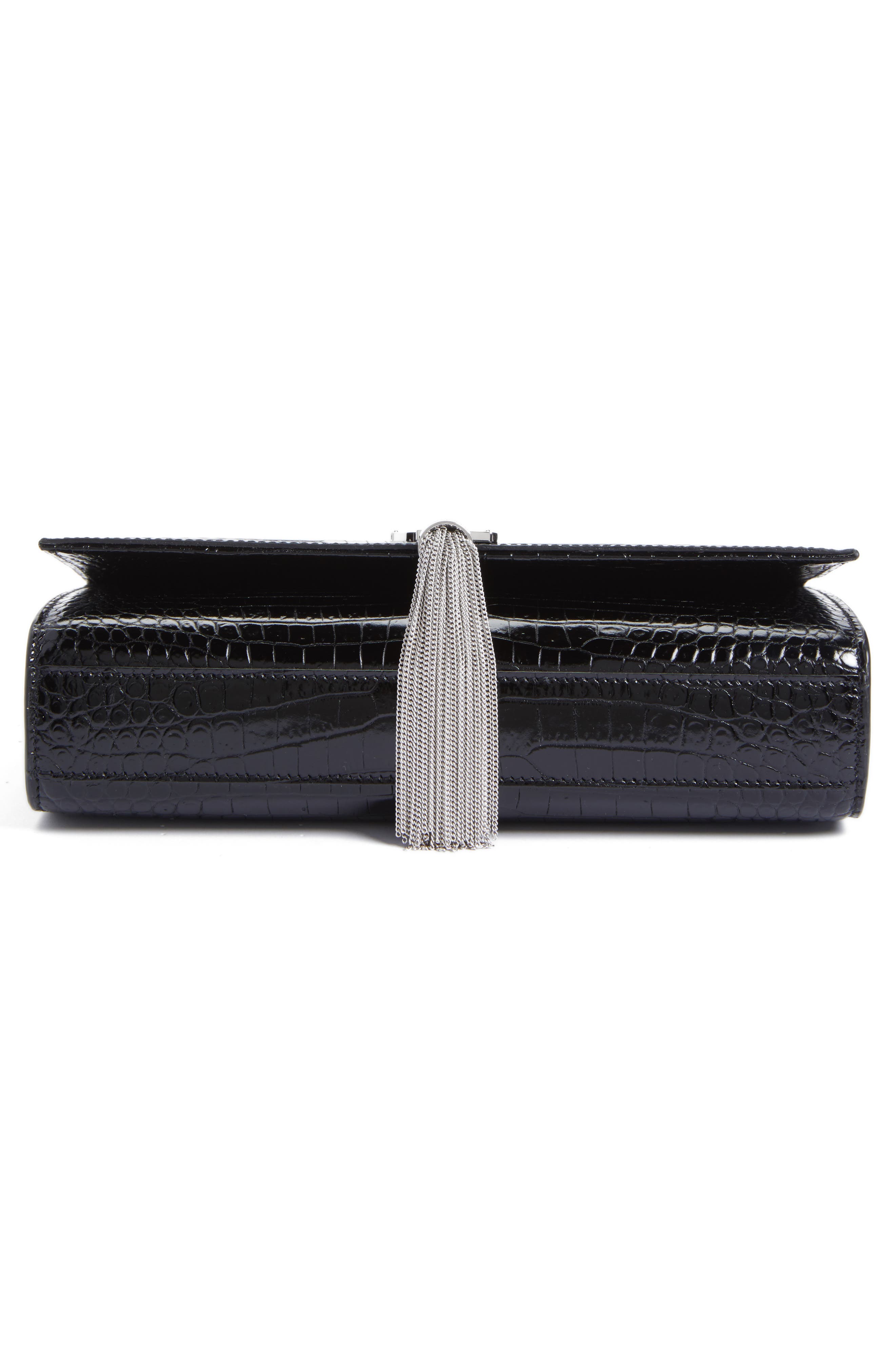 Saint Laurent Medium Kate Tassel Croc Embossed Calfskin Leather Crossbody Bag, Alternate, color, 