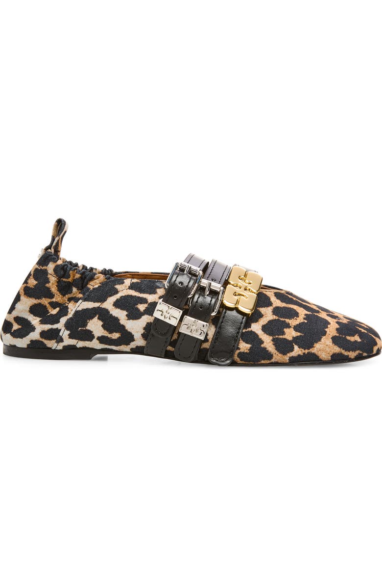 Ganni Mary Jane Ballerina Flat, Alternate, color, Almond Milk Leopard Print