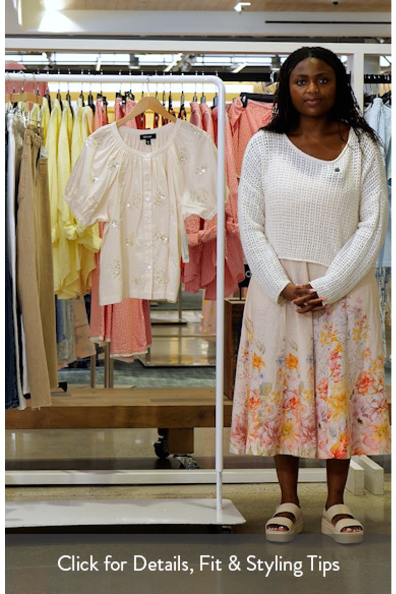 Floral Embroidered Button-Up Peasant Top video