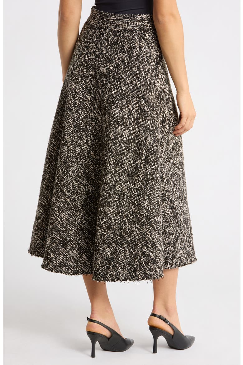 A-Line Bouclé Midi Skirt, Main, color, BLACK/ IVORY