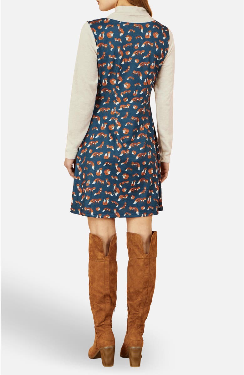 Yumi Fox Long Sleeve Layered Tunic Dress, Alternate, color, Blue