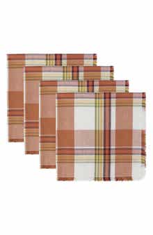 Design Imports Autumn Leaves Plaid 4-Piece Napkin Set