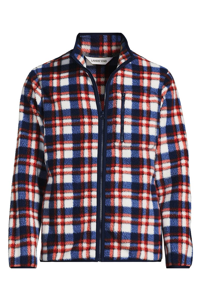 Full Zip High Pile Fleece Jacket, Alternate, color, Navy/Bourbon Plaid