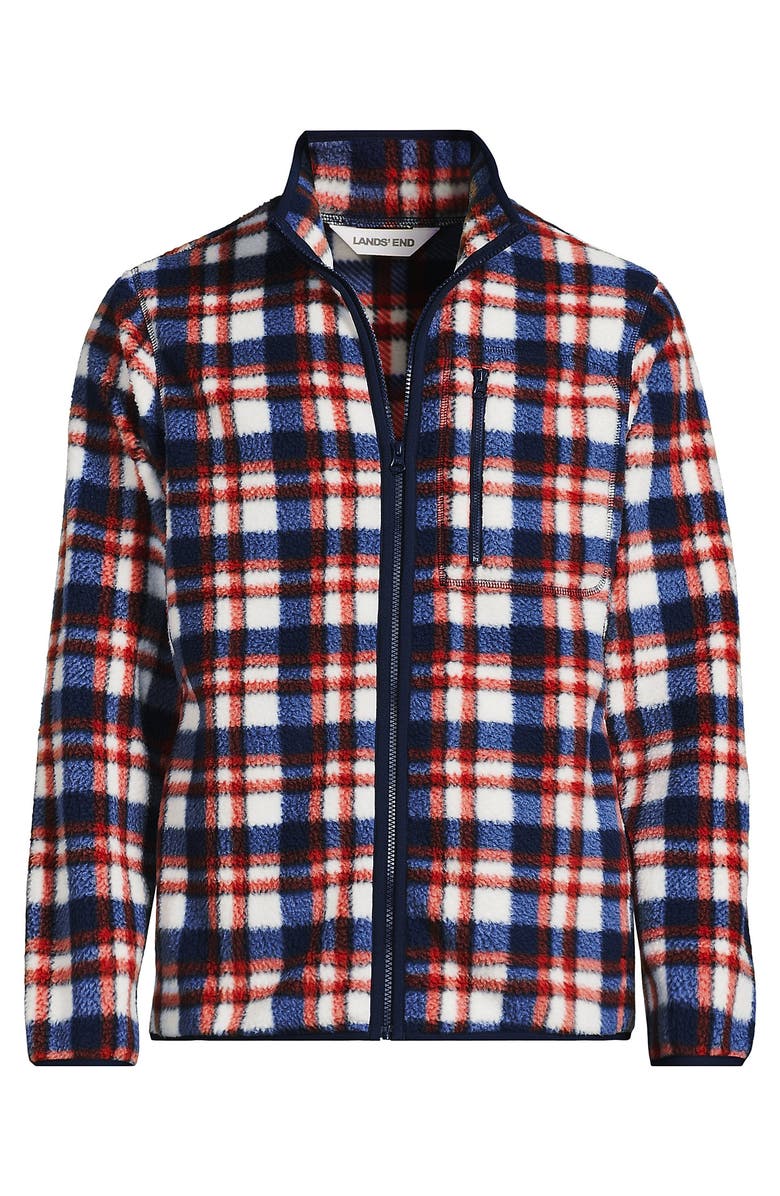 Lands' End Full Zip High Pile Fleece Jacket, Alternate, color, Navy/Bourbon Plaid