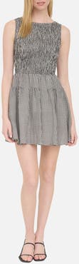 Blu Pepper Smocked Gingham Sleeveless Minidress