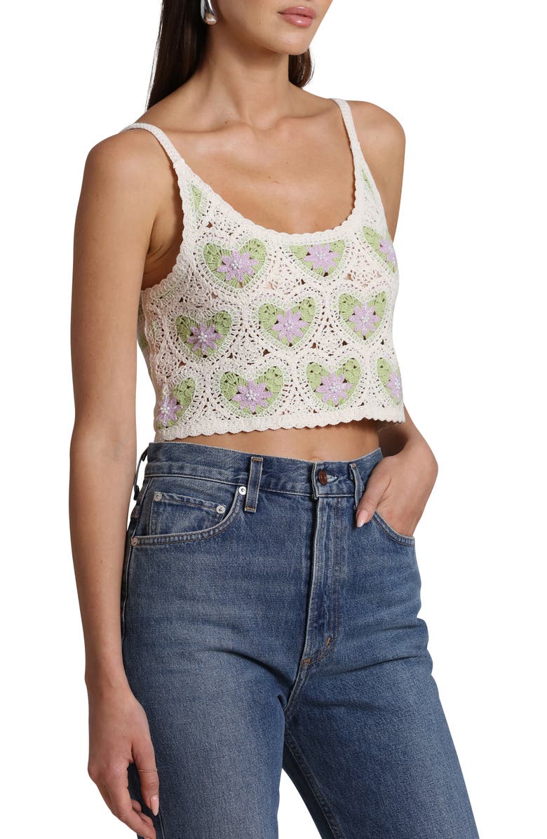 Avec Les Filles Heart Crochet Crop Tank, Alternate, color, 