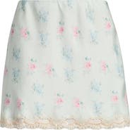 LoveShackFancy Bernes Floral Print Lace Layered Maxi Skirt
