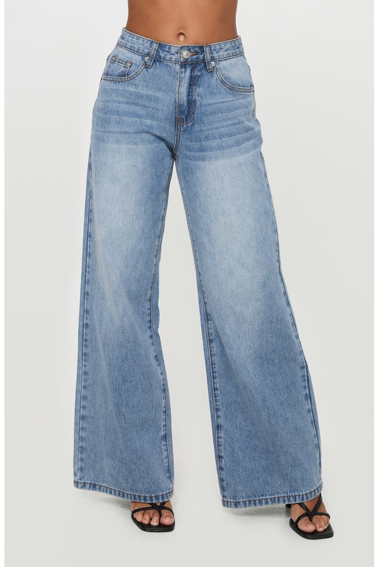 Colemane Low Rise Wide Leg Jeans, Main, color, DENIM