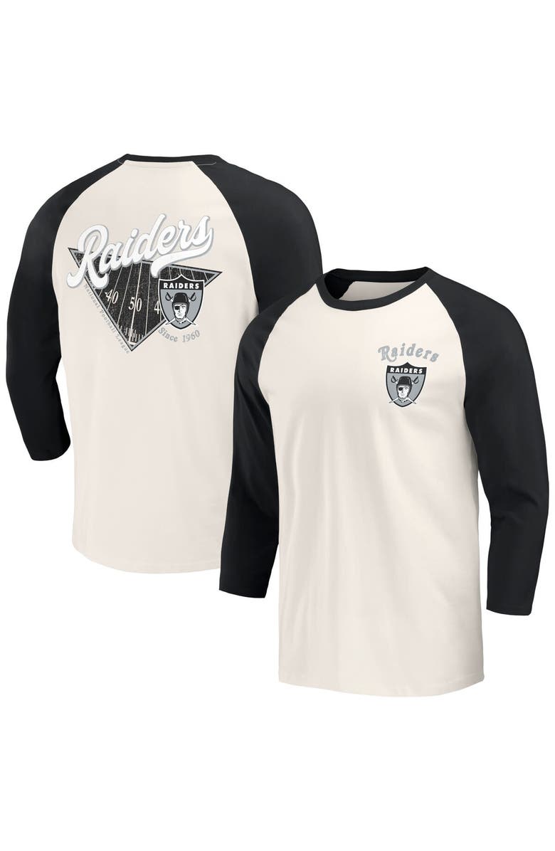 Darius Rucker Collection by Fanatics Men's Darius Rucker Collection by Fanatics Black/White Las Vegas Raiders Raglan 3/4 Sleeve T-Shirt, Alternate, color, Black