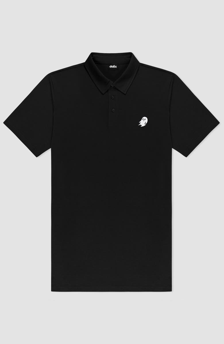 Dalix Ghost Midweight Short Sleeve Polo Shirt, Alternate, color, Black