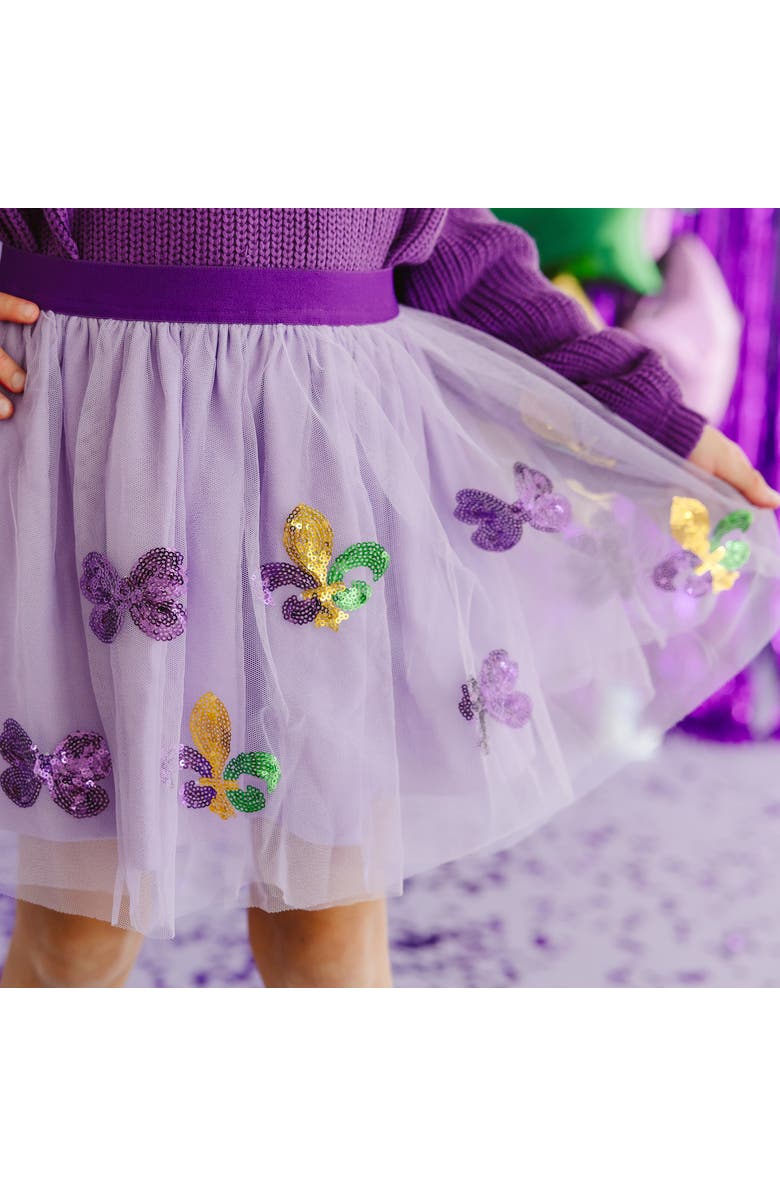 Sweet Wink Fleur De Lis Sequin Mardi Gras Tutu, Alternate, color, Lavender