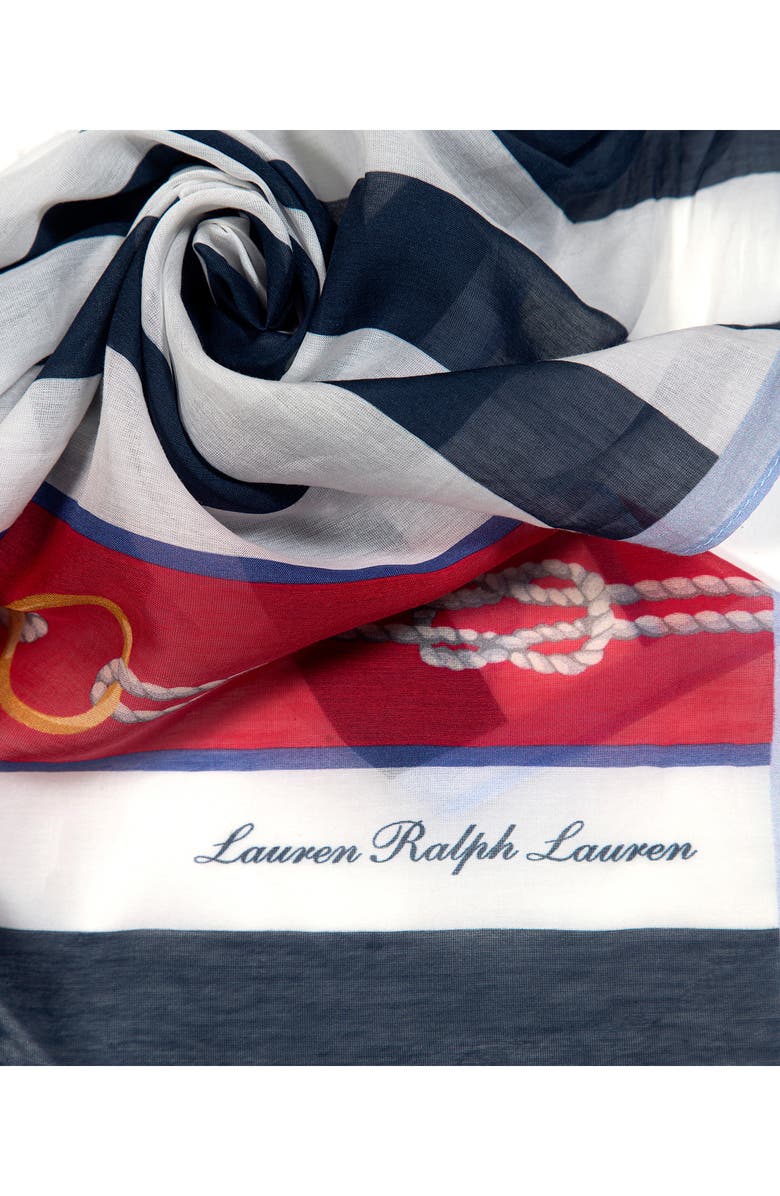 Lauren Ralph Lauren Nautical Stripe Small Square Scarf, Alternate, color, Refined Navy