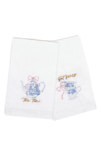 8 Oak Lane Embroidered High Tea Set Of 2 Bar Towels