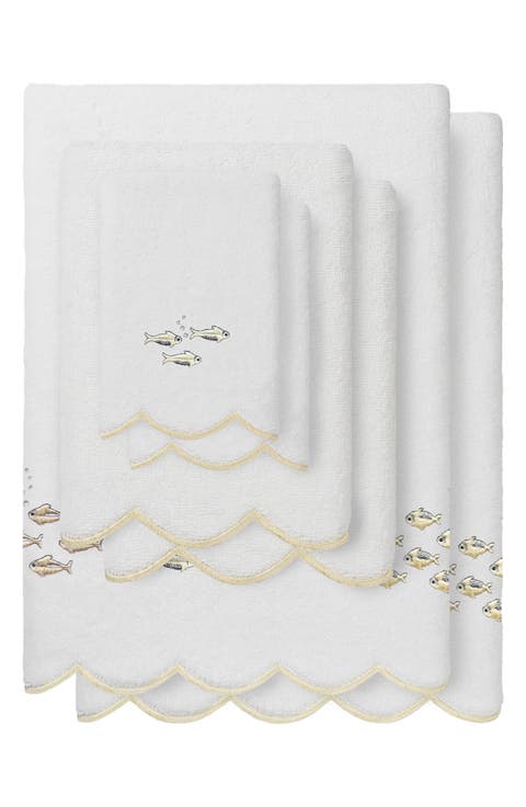 6-Piece Fish School Turkish Cotton Towel Set