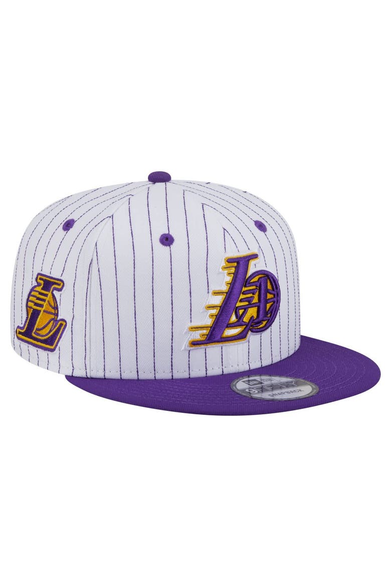 Men's New Era  White Los Angeles Lakers Deceptor Pinstripe 9FIFTY Snapback Hat, Main, color, White